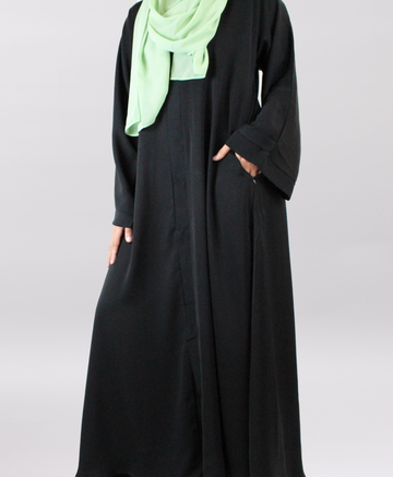 Black Buttoned Abaya Wide Sleeve