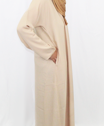 Beige Closed Abaya (Small Sleeve)