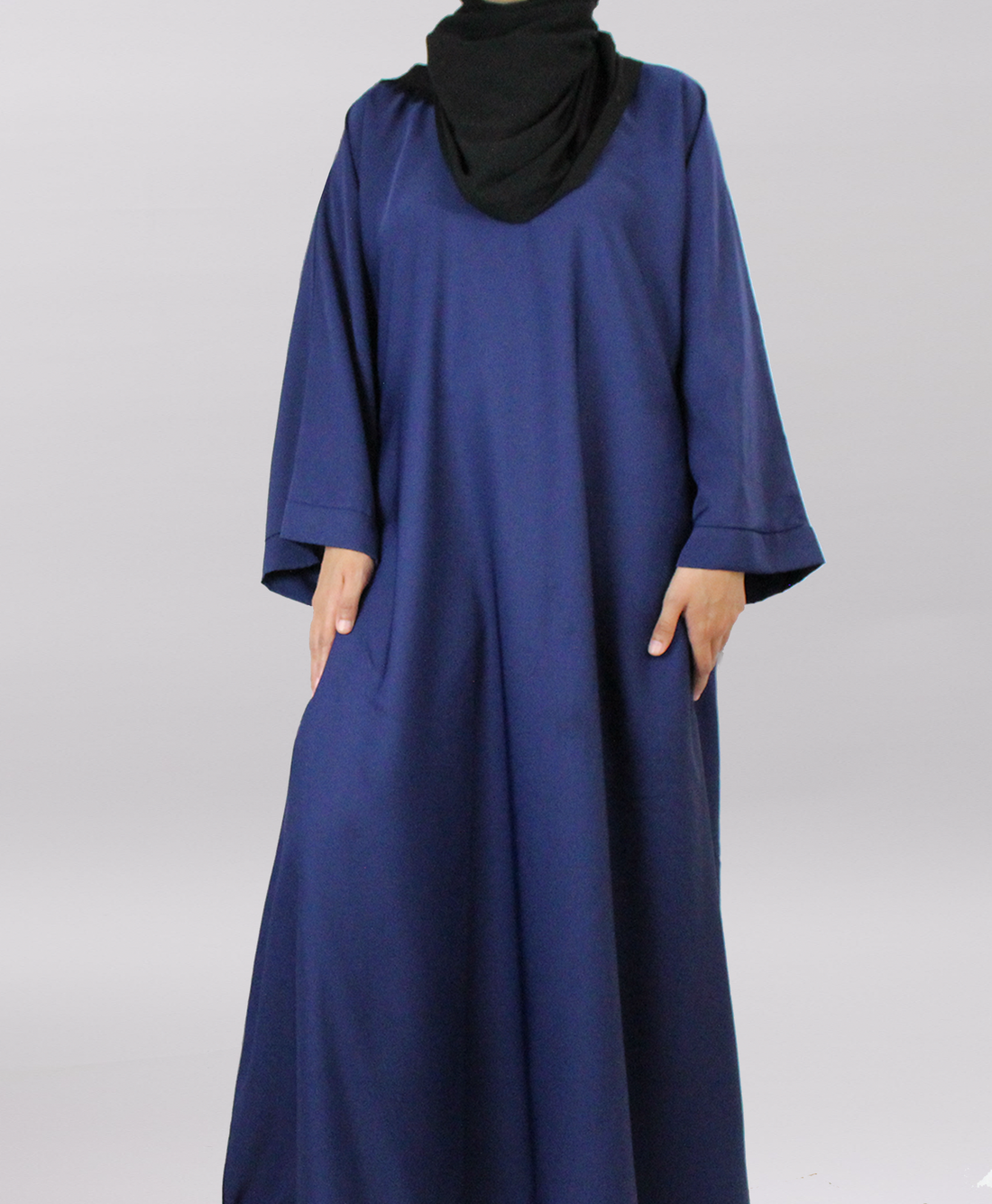 Navy Blue Closed Abaya Wide Sleeve