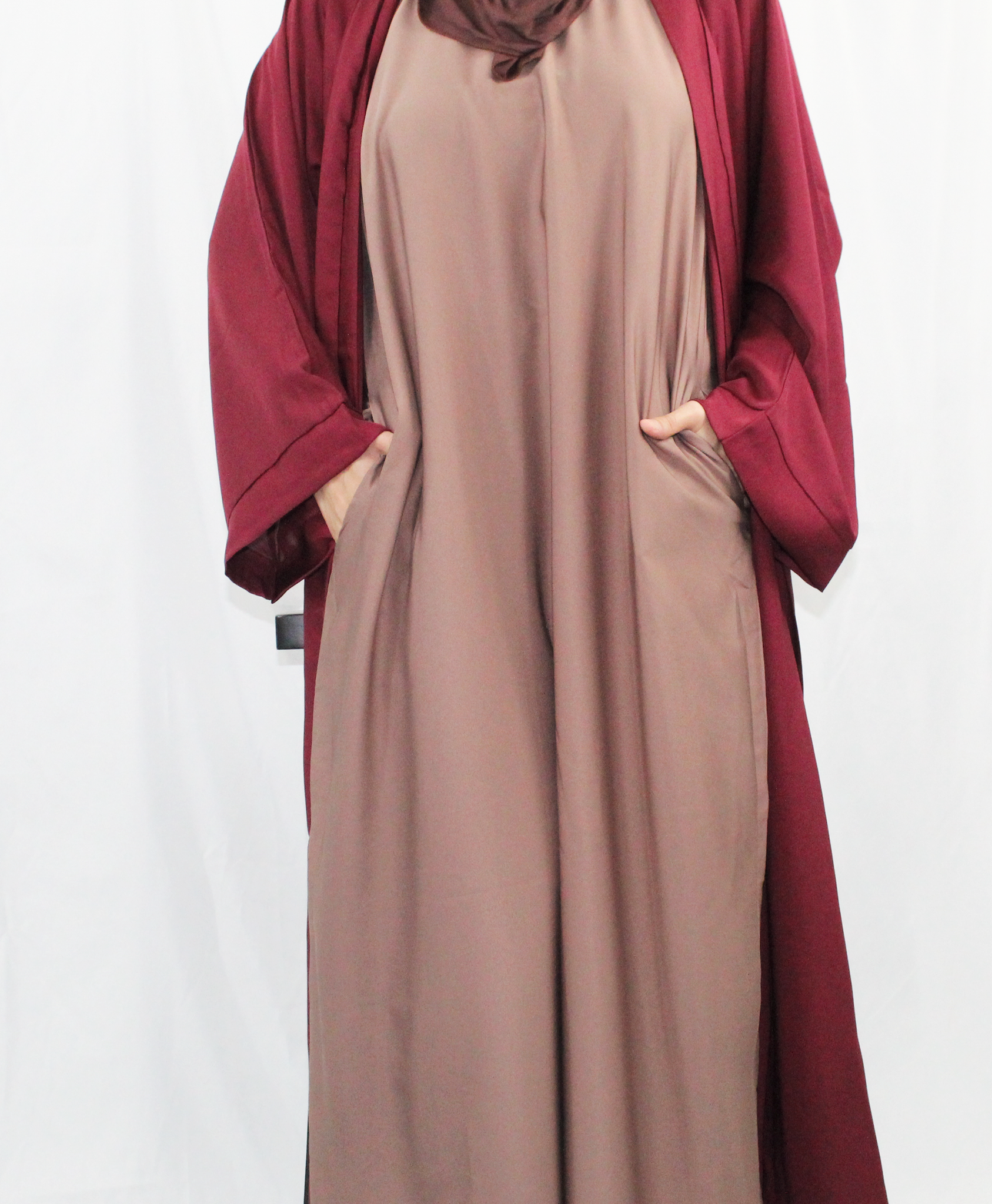Light-Brown sleeveless abaya (sleeveless only)