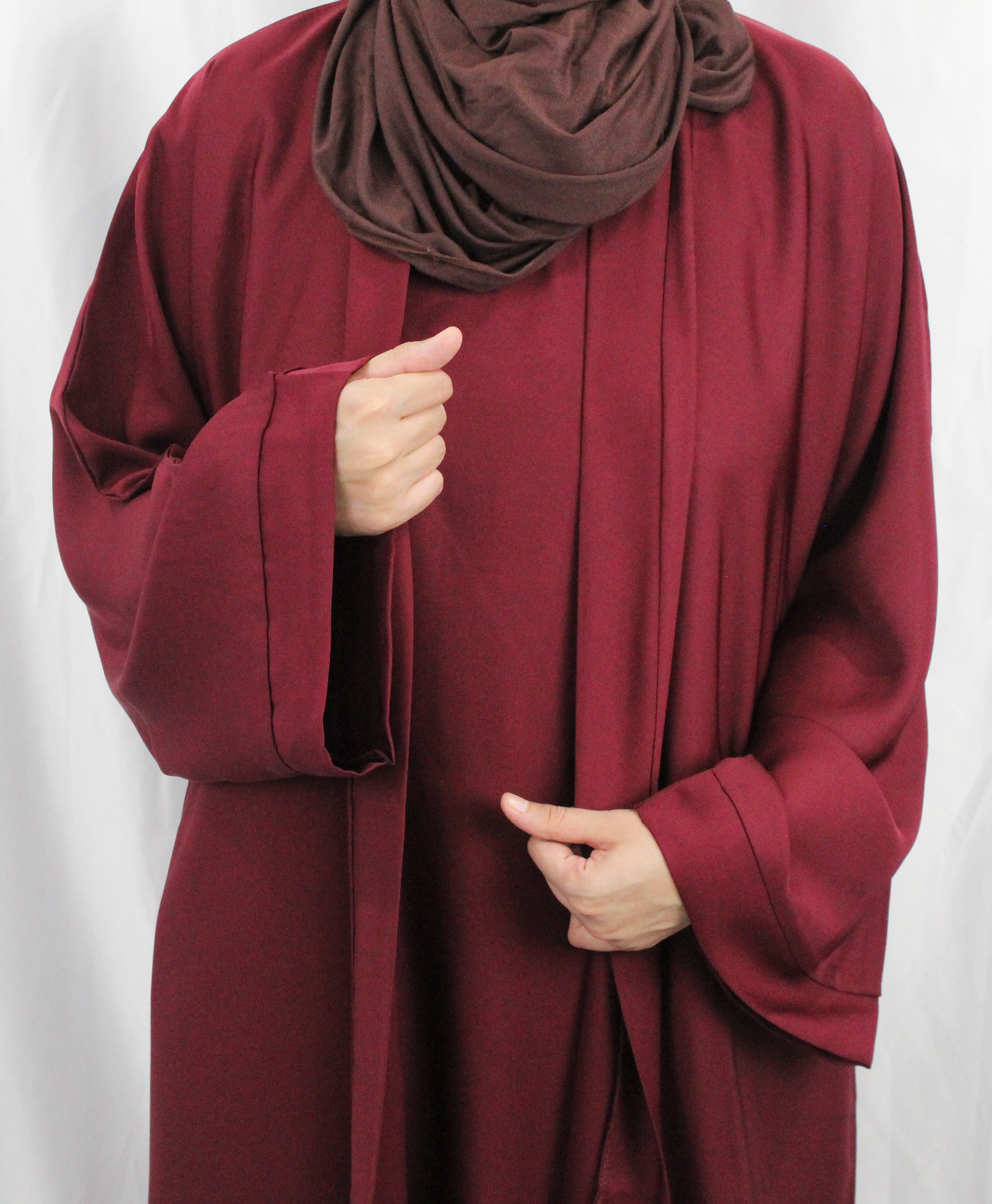 Burgundy on sale open abaya