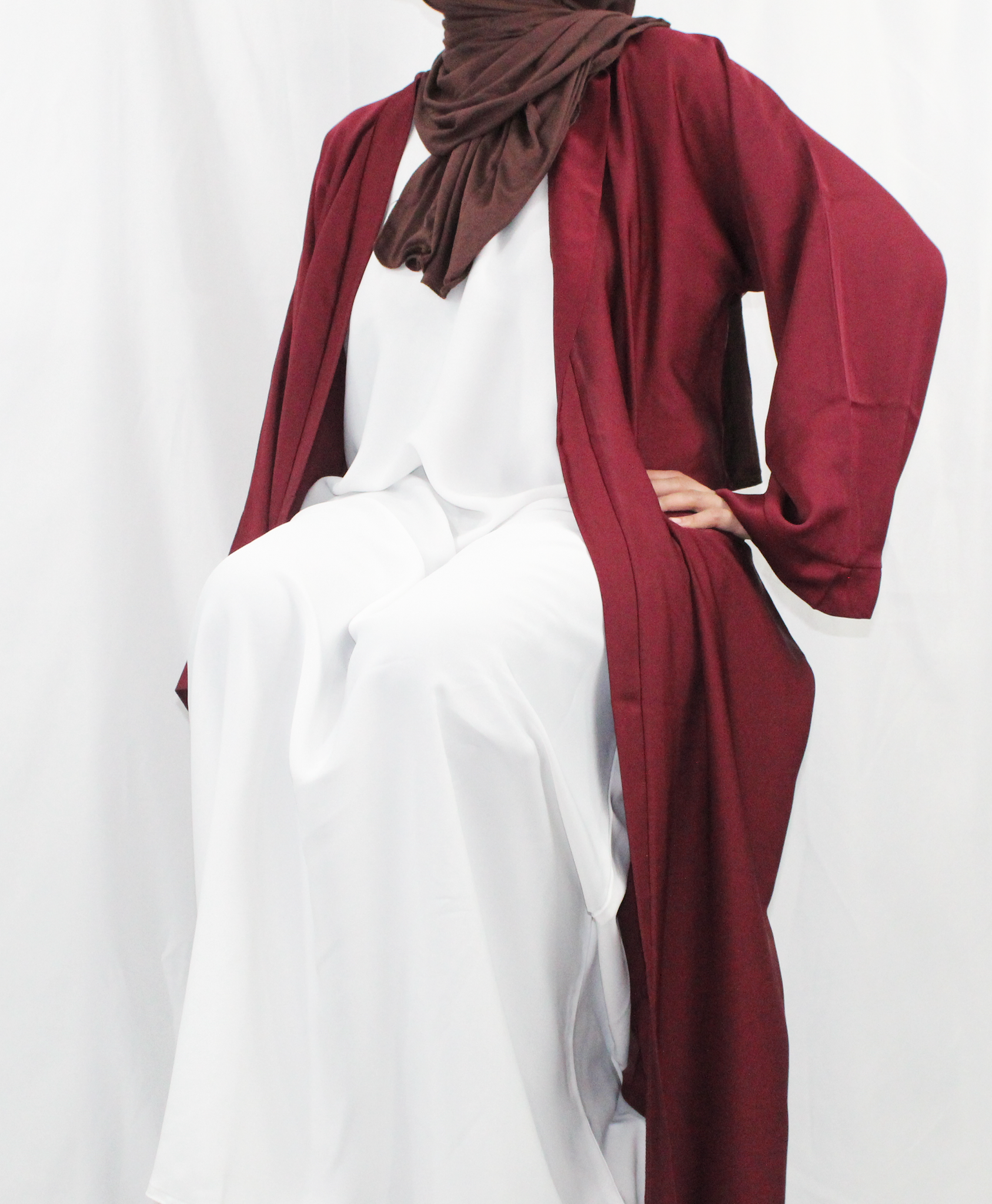 White sleeveless abaya (sleeveless only)